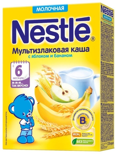Каша Nestlé молочная мультизлаковая с яблоком и бананом (с 6 месяцев) 220 г