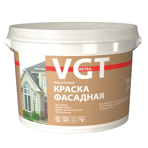 Краска фасадная белоснежная VGT ВД-АК-1180