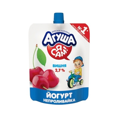 Йогурт Агуша «Я сам!» вишня (с 3-х лет) 2.7%, 85 г