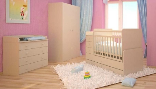 Детская комната Слоновая кость: кроватка-трансформер 1100 + комод Аксамит 