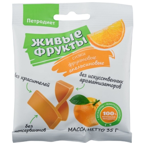 Снэки фруктовые Петродиет Живые фрукты апельсиновые 35 г