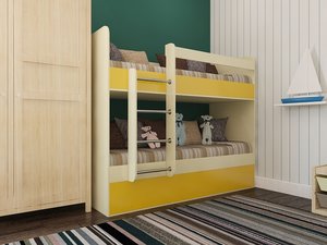 Кровать двухъярусная ESМебель Лаворо (Крем/Ярко-желтый) Ами Мебель Калинковичи