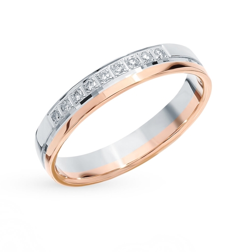 Золотое обручальное кольцо с бриллиантами БелЮвелирТорг 