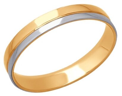 SOKOLOV Обручальное кольцо из комбинированного золота с алмазной гранью 110158 БелЮвелирТорг 