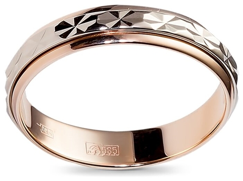 Эстет Обручальное кольцо из комбинированного золота 01О760021 БелЮвелирТорг 