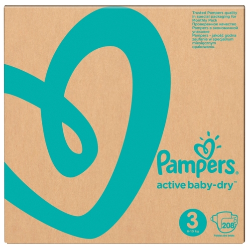 Pampers подгузники Active Baby-Dry 3 (6-10 кг) 208 шт.