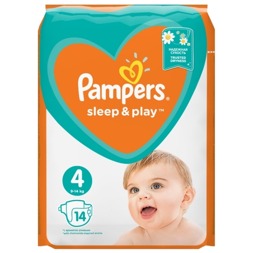 Pampers подгузники Sleepamp;Play 4 (9-14 кг) 14 шт. Буслик 