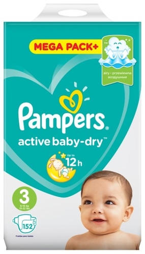 Pampers подгузники Active Baby-Dry 3 (6-10 кг) 152 шт. Детский мир 