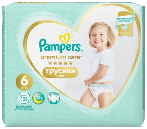 Pampers Premium Care трусики 6 (15+ кг) 31 шт. Детский мир 