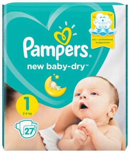 Pampers подгузники New Baby Dry 1 (2-5 кг) 27 шт. Детский мир 