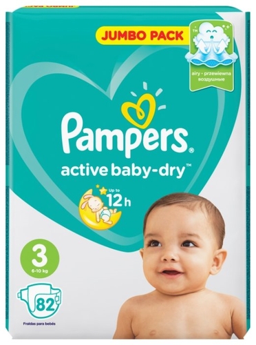 Pampers подгузники Active Baby-Dry 3 (6-10 кг) 82 шт. Детский мир 
