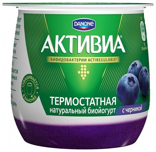 Йогурт Активиа термостатный с черникой 2.7%, 170 г Дионис 