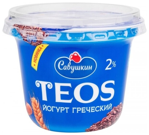 Йогурт Савушкин Греческий Teos злаки-клетчатка льна 2%, 250 г Дионис 