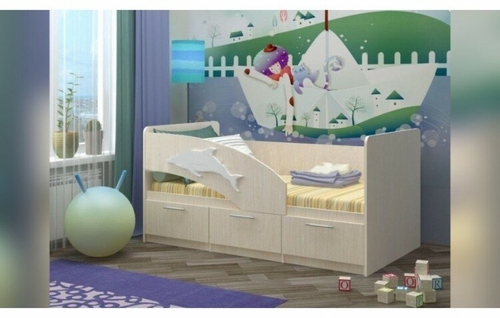 Детская кровать Дельфин 5 ЛДСП Дуб 80x160 Дом Мебели 