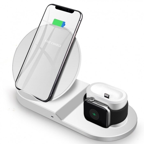 Беспроводная зарядная станция 3 in 1 для iPhone/Apple Watch/AirPods (белый) Домотехника 