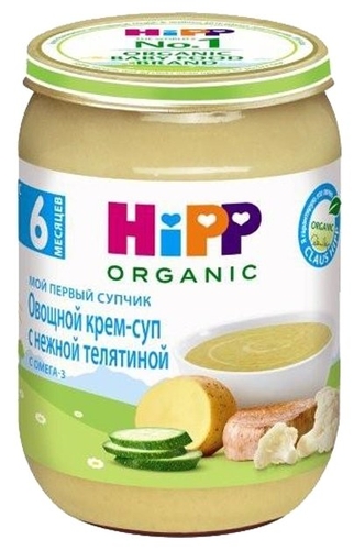 Пюре HiPP овощной крем-суп с нежной телятиной (с 6 месяцев) 190 г, 1 шт Е-доставка 