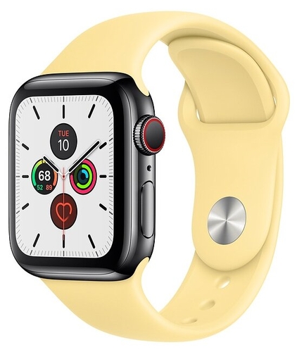 Часы Apple Watch Series 5 GPS + Cellular 40mm Stainless Steel Case with Sport Band Евросеть 