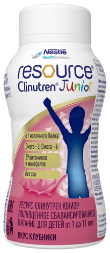 Смесь Resource (Nestle) Clinutren Junior вкус клубники (c 1 года до 11 лет) 200 мл Фантастик 