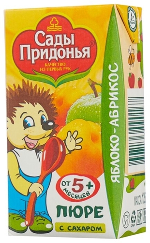 Пюре Сады Придонья яблоко, абрикос (с 5 месяцев) Tetra Pak 125 г, 1 шт. Фантастик 