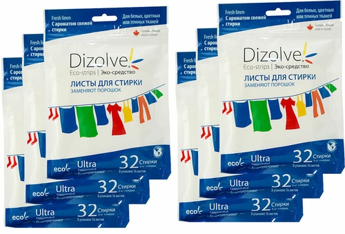 Листы для стирки Dizolve с ароматом «свежей стирки», 6 упаковок (192 стирки) Фикс Прайс 
