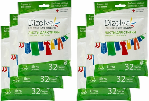 Листы для стирки Dizolve без запаха, 6 упаковок (192 стирки) Фикс Прайс 