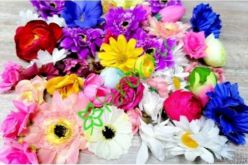 Искусственные цветы Набор бутонов Микс, 5 шт., 2-10 см, ткань Галамарт 