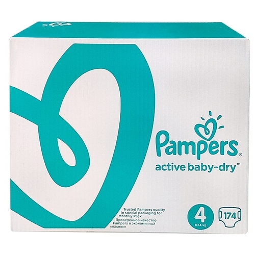 Pampers подгузники Active Baby-Dry 4 Гиппо Заславль