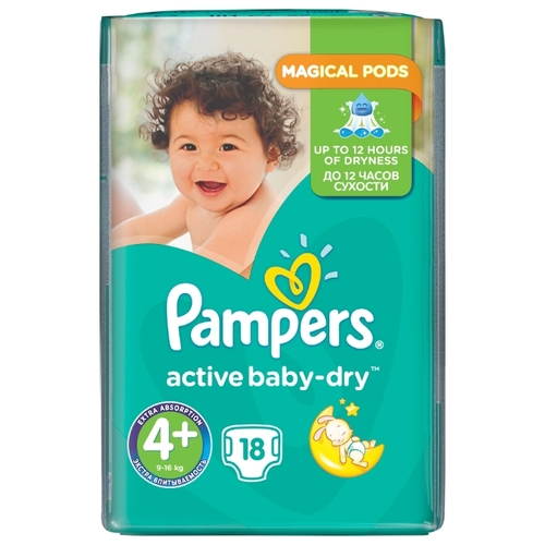 Pampers подгузники Active Baby-Dry 4+ Гиппо Лесной