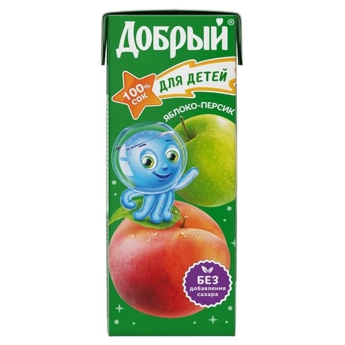 Сок Добрый для детей Яблоко-Персик, без сахара Грин 
