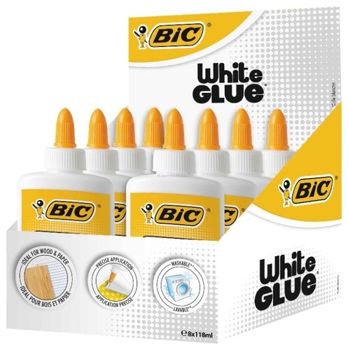 BIC Клей White Glue 118мл х 8 шт. Хоздвор 