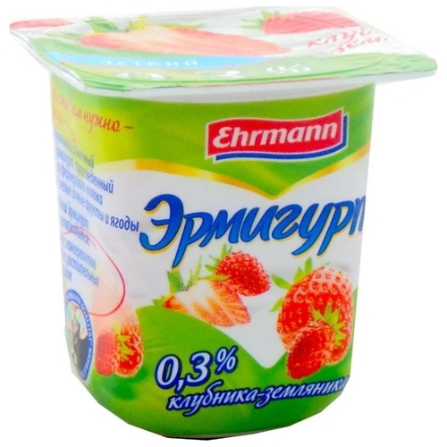 Йогуртный продукт Ehrmann Эрмигурт Легкий клубника земляника 0.3%, 100 г Корона 