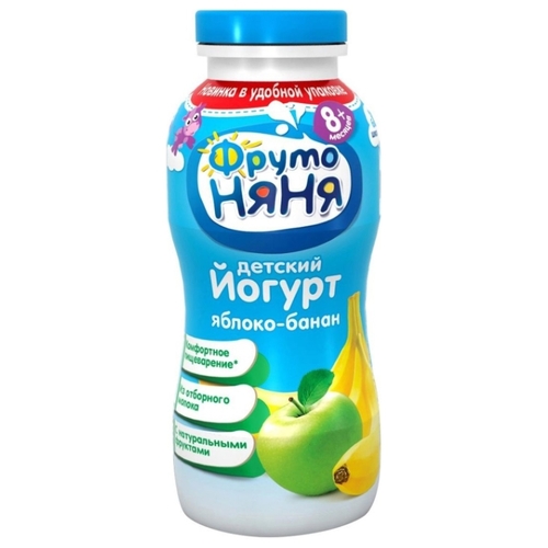 Йогурт питьевой ФрутоНяня с инулином яблоко, банан (с 8-ми месяцев) 2.5%, 0.2 л Корона 