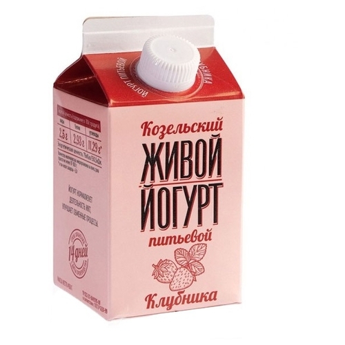Питьевой йогурт Козельский молочный завод живой Клубника 2.5%, 450 г Корона 