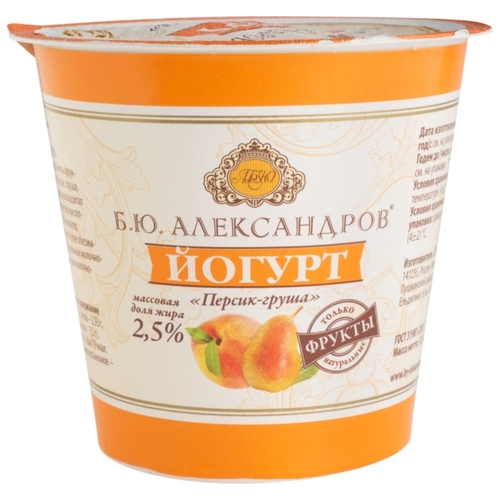 Йогурт Б.Ю.Александров Персик-груша 2.5%, 125