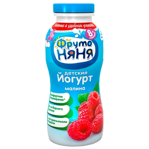 Йогурт питьевой ФрутоНяня с инулином малина (с 8-ми месяцев) 2.5%, 0.2 л Корона 