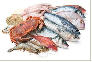 Постер Морепродукты и рыба, 30x20, Кухня (еда, напитки), Продукты питания, Цветная Корона 