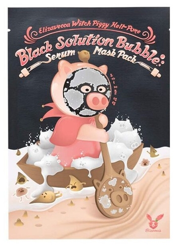 Elizavecca кислородная маска для лица Witch Piggy Hell-Pore Black Solution Bubble Serum Mask Pack Кравт 