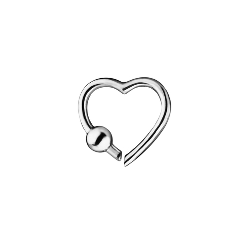 Пирсинг из серебра в форме сердца с шариком Wanna?Be!