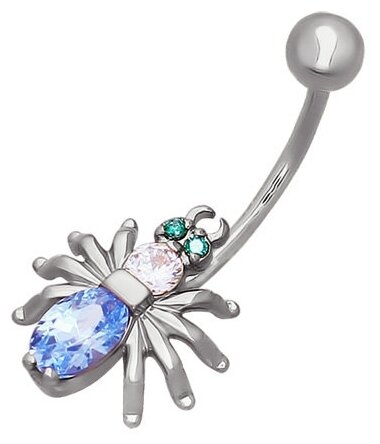 SOKOLOV Пирсинг в пупок паук из серебра с зелеными и голубыми фианитами 94060024 Кристалл 