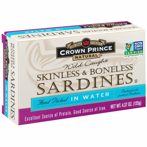 Crown Prince Natural Сардины, без шкурки и костей, в собственном соку, расфасованы вручную, 125 г Квартал вкуса 