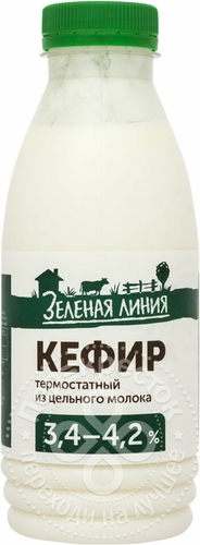 Кефир Маркет Зеленая линия из цельного молока термостатный 3.4-4.2% 450г