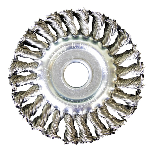 Щетка (корщетка кордщетка) дисковая жгутовая витая 125 нерж EB (код 13-031) на УШМ (болгарка) Мастерок 