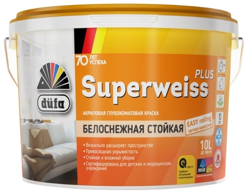 Краска акриловая Dufa Superweiss Plus для детской матовая Материк 