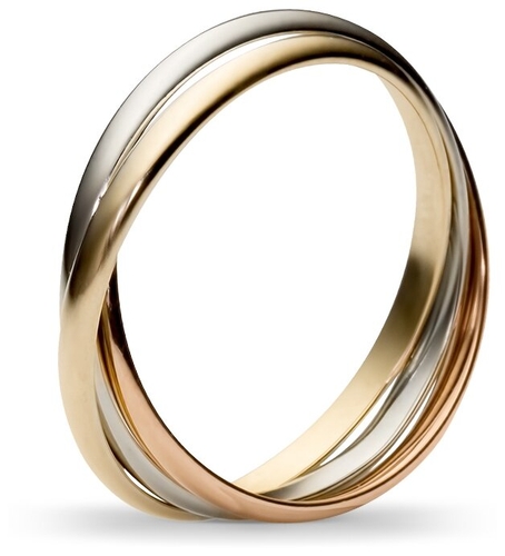 Эстет Тройное Обручальное кольцо-картье из комбинированного золота 01О060187 Мономах 