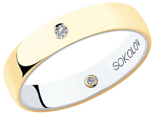 SOKOLOV Обручальное кольцо из комбинированного золота с бриллиантами 1114015-01 Мономах 