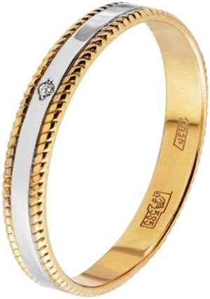 Золотое обручальное кольцо Русское Золото 01012176-1 с бриллиантами, размер 17,5 мм Мономах 