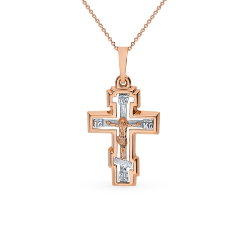 Золотая подвеска-крест AQUAMARINE «Кресты. Православные подвески» (модель 12194.1*)
