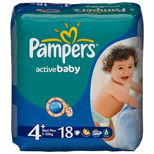 Pampers подгузники Active Baby 4+ (9-20 кг) 18 шт. Остров Чистоты 