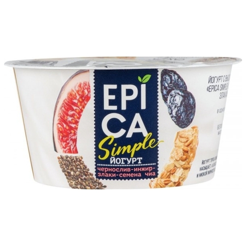 Йогурт EPICA Simple Чернослив - инжир - злаки - чиа 1.6%, 130 г