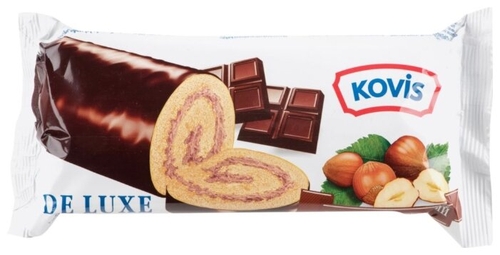 Рулет KOVIS Бисквитный глазированный de Luxe с шоколадно-ореховым кремом 200 г Продтовары 
